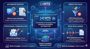 SuiteCRM AI Integration Infographic by MienTrungSoft - MTS CRM Automation Ecosystem