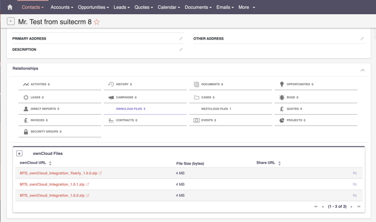 SuiteCRM ownCloud integration