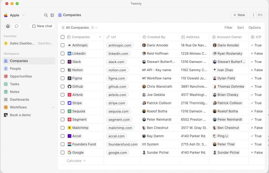 TwentyCRM morden UI