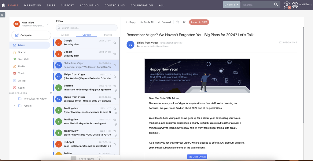 Comprehensive guide to SuiteCRM Email Management and integration by Mien Trung Soft